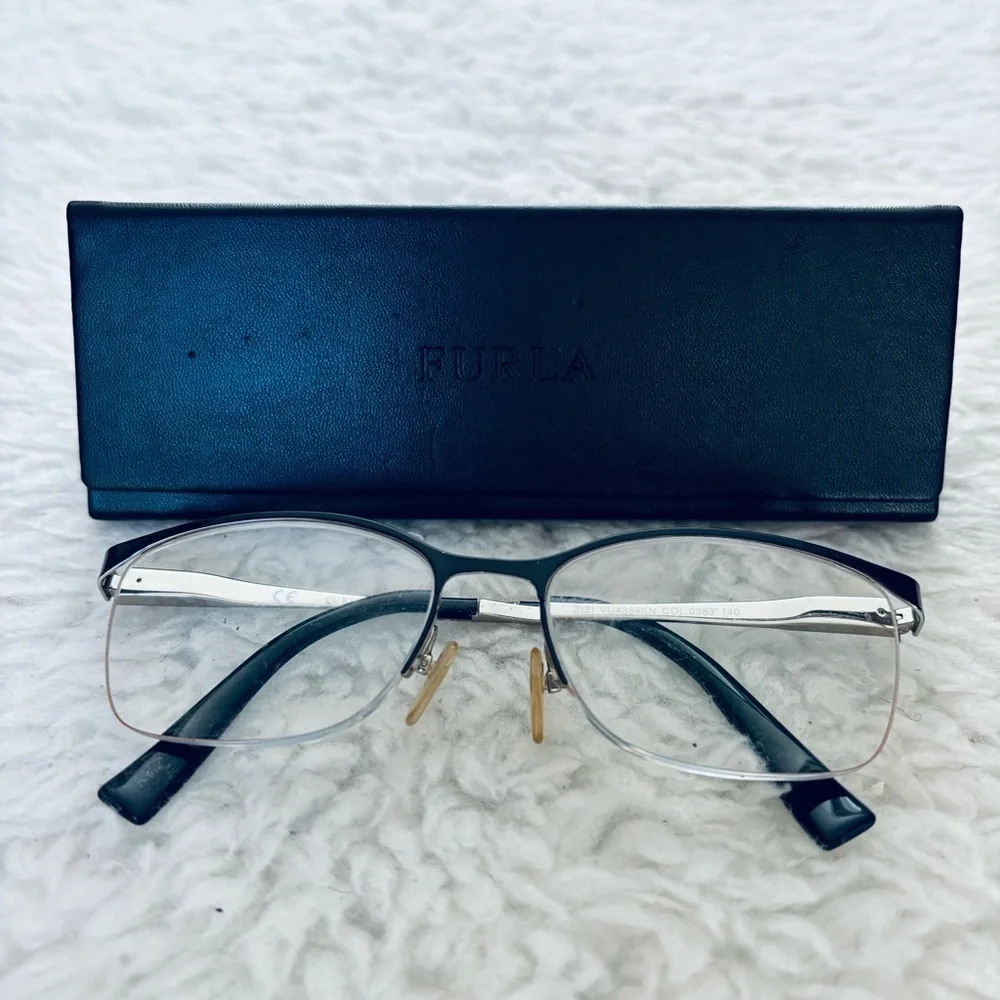 Furla Women's Black Half-Rim col.0583 Glasses Frame Only w/ case